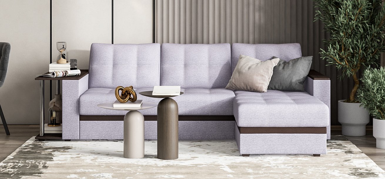 Атланта Люкс угловой диван Рогожка Мальмо платина — купить в Озерце