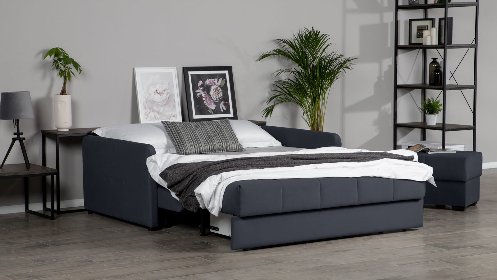 Диван - кровать Domo Pro с узкими подлокотниками, стежка квадрат, ткань Sky Velvet 40 180x216 — в мебель-центре Озерцо