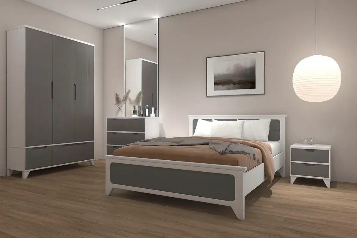 Кровать Соня (массив) 160х200 (Белый/Серый) - купить в Озерце