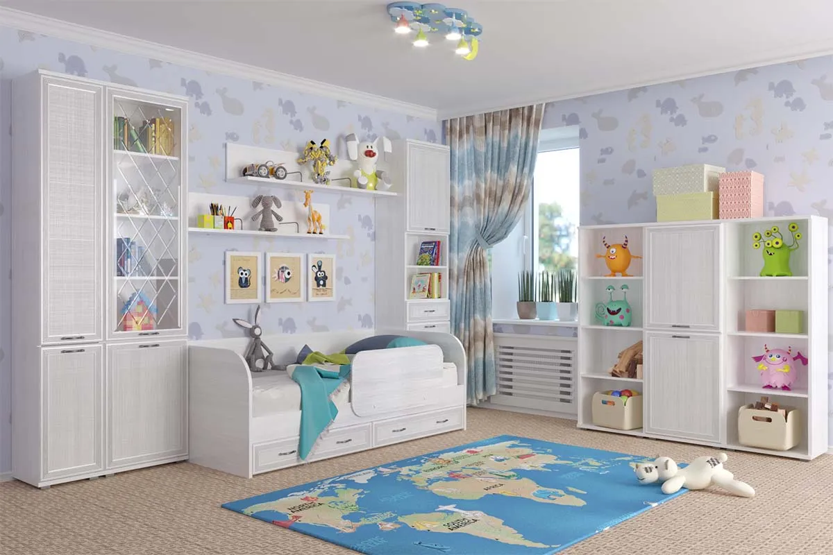 Кровать КР-1042 90х190 (Снежный Ясень) - купить в Озерце