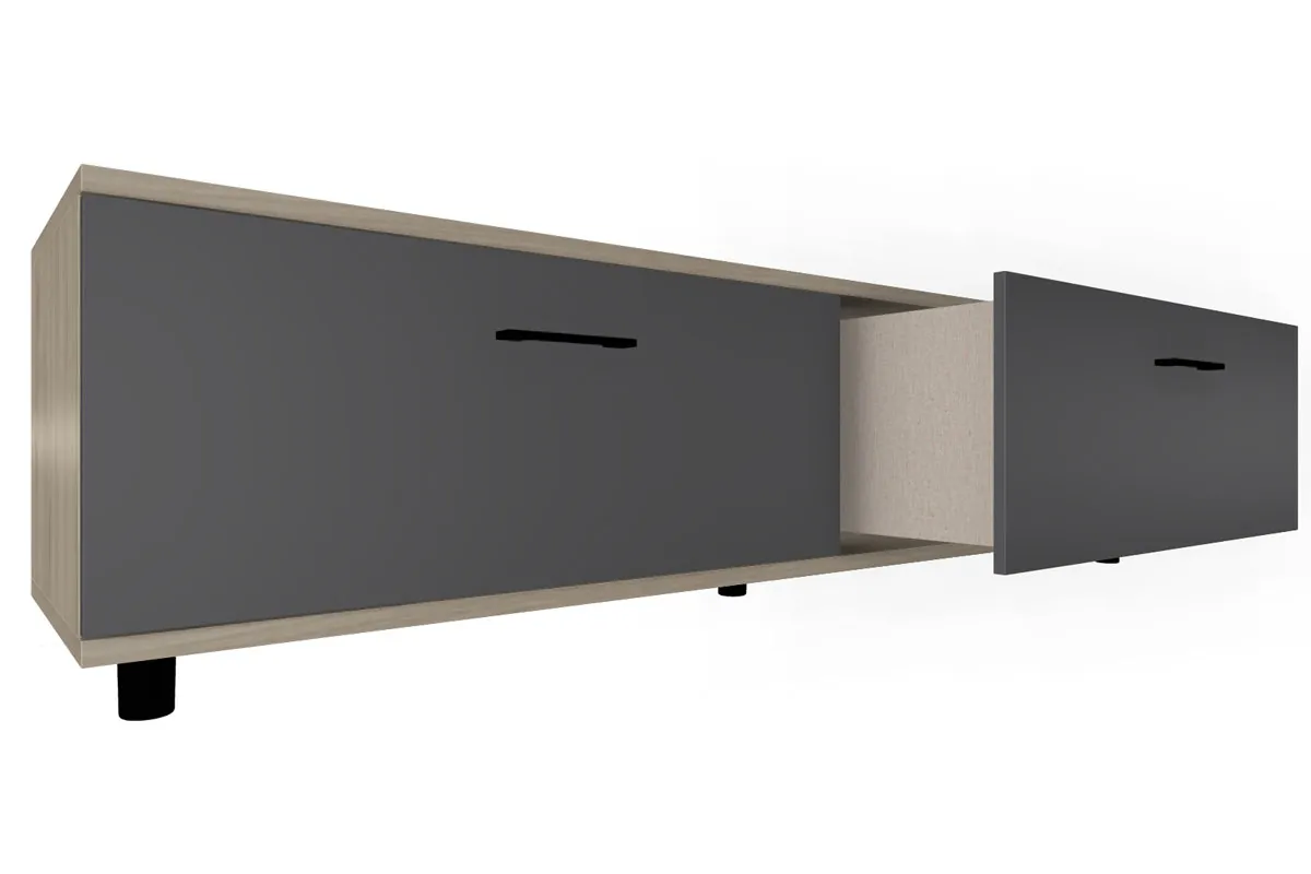 Тумба ТБ-5038-ГС-АМ (Гикори Джексон Светлый/Антрацит Матовый) — Мебель-центр Озерцо