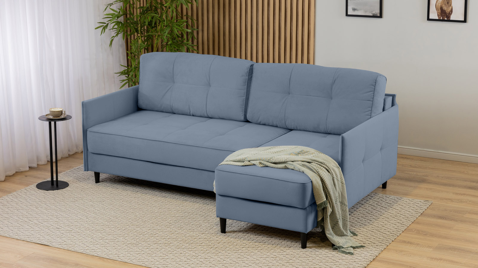 Диван Amani Pro угловой с узкими подлокотниками, ножки: пластик, Тк. Casanova Ice 156x217 — купить в Озерце