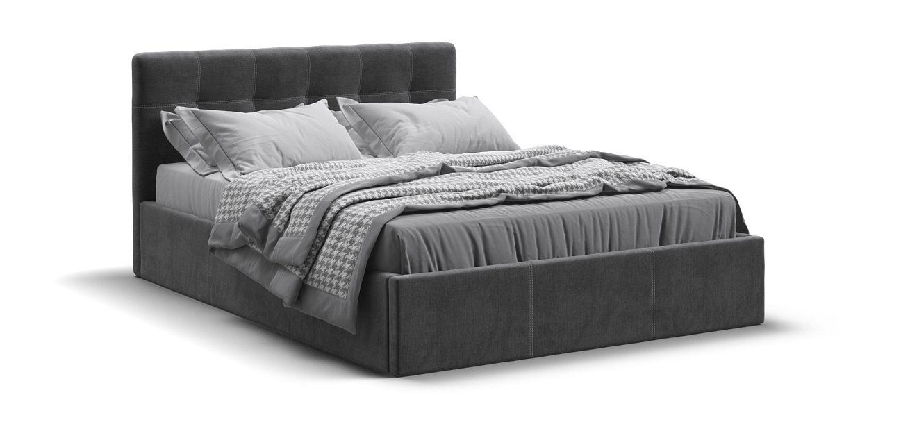 Кровать Белла 140*200 велюр Monolit серая - купить в Озерце
