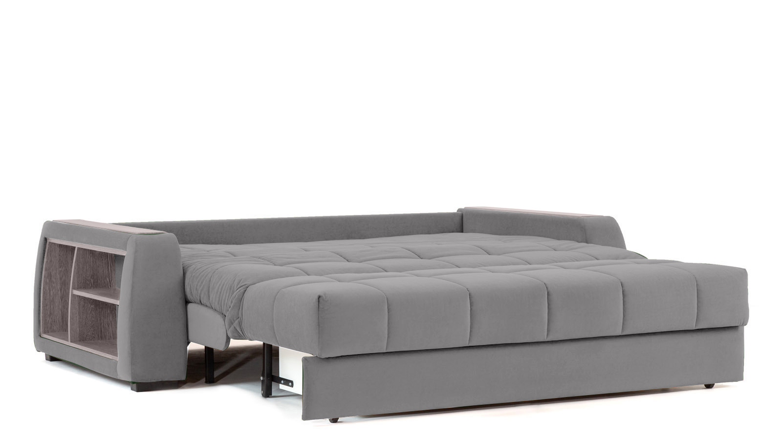 Диван - кровать Domo Pro с полками цвета ясень, стежка квадрат, ткань Sky Velvet 08 140x216 — в мебель-центре Озерцо