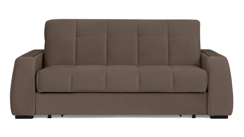 Диван - кровать Domo Pro с накладкой цвета венге, стежка квадрат, ткань Sky Velvet 02 160x216 — в мебель-центре Озерцо