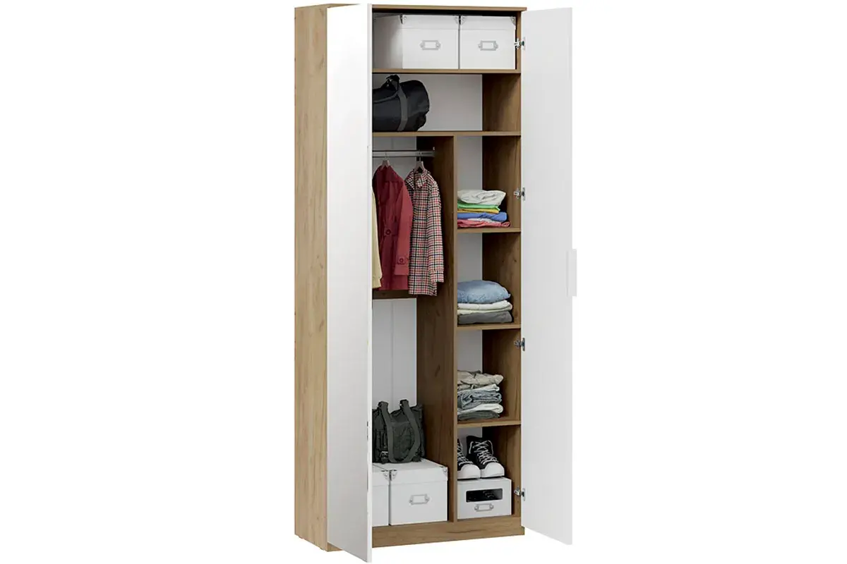 Шкаф комбинированный Хилтон с 2 дверями Исп.2.1 (Дуб Крафт Золотой/Белый матовый) в мебель-центре Озерцо