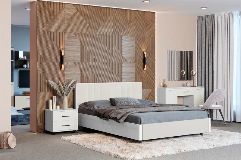 Спальня Грейс комплект 7 (Снежный Ясень/Кашемир матовый) - купить в Озерце