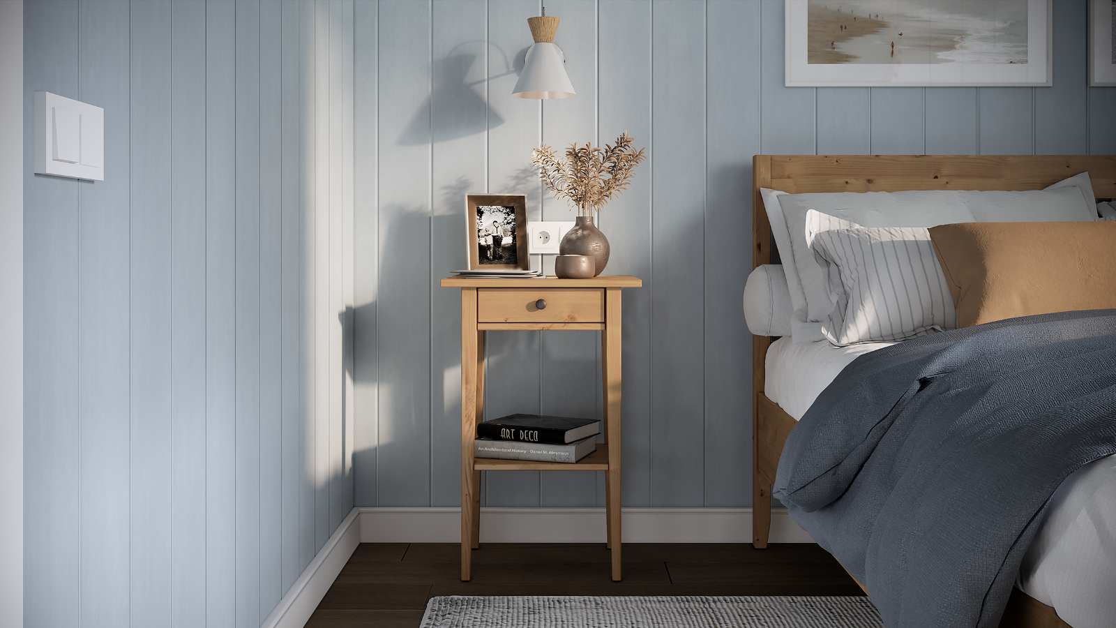 Тумба прикроватная Terek, цвет Светло-коричневый, 1 ящик, 35x46 — купить в Озерце