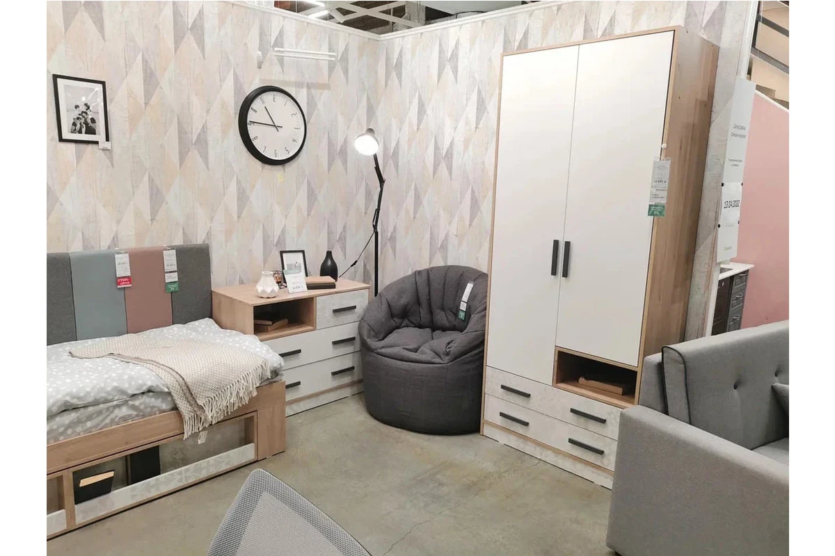 Шкаф двухдверный Алиса Мод. 9 (Гикори Джексон/Спринт/Белый) в мебель-центре Озерцо