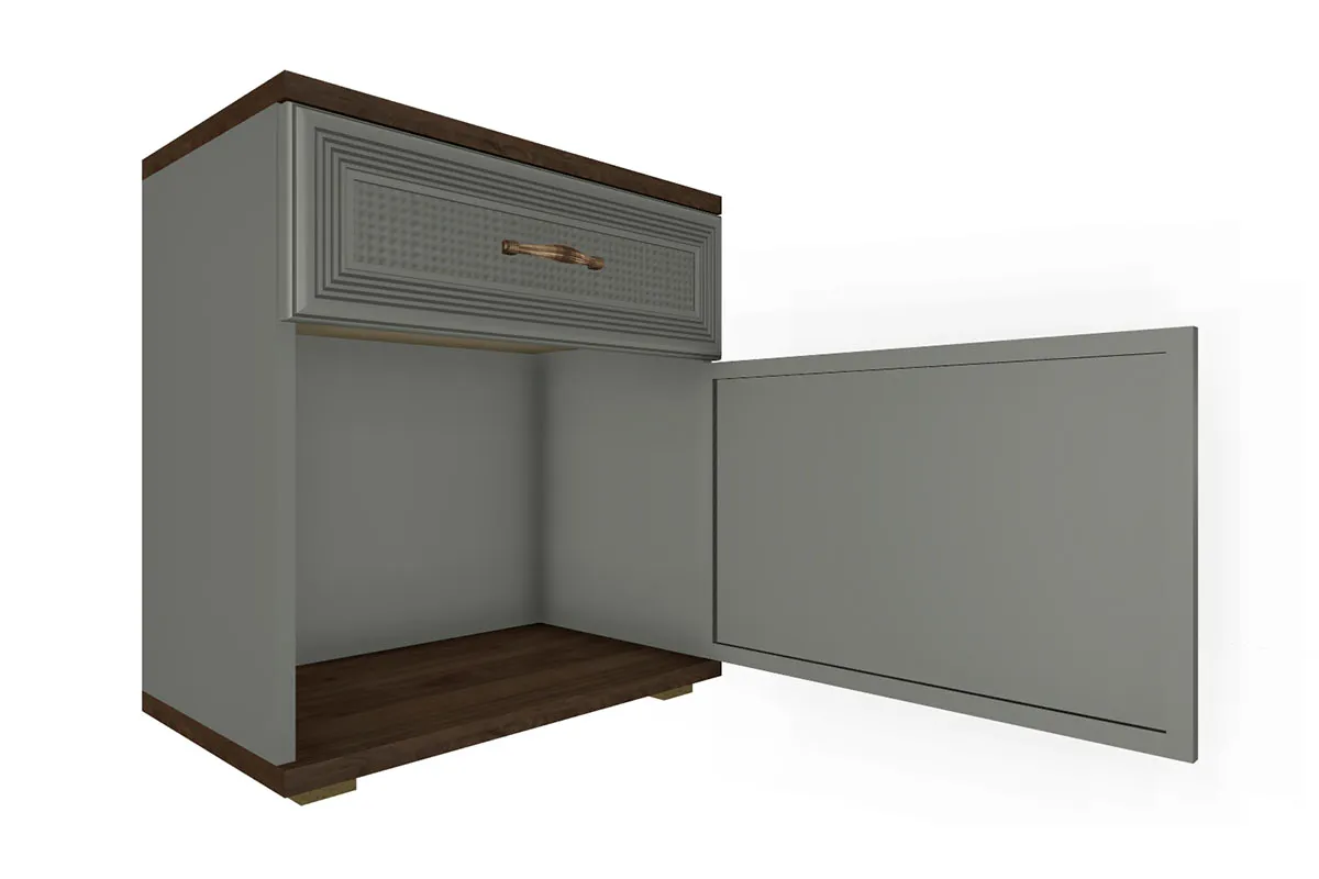 Готовый комплект для спальни СК-1022-ГТ-СО-В (Гикори Джексон Темный/Серый Оникс/Велюр) - купить в Озерце