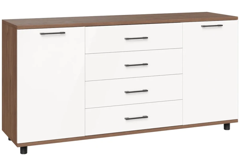 Тумба ТБ-5012-ГТ-БГ (Гикори Джексон Темный/Белый Бриллиант Глянцевый) — Мебель-центр Озерцо