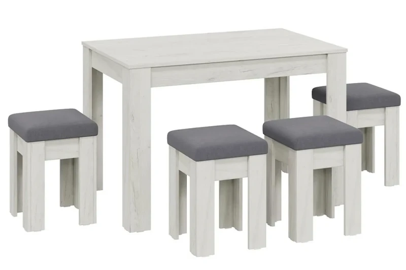 Обеденная группа Ганновер ГН №2 (Дуб крафт белый/Микровелюр Linea Grande 83/Connect 83 серый) - купить в Озерце