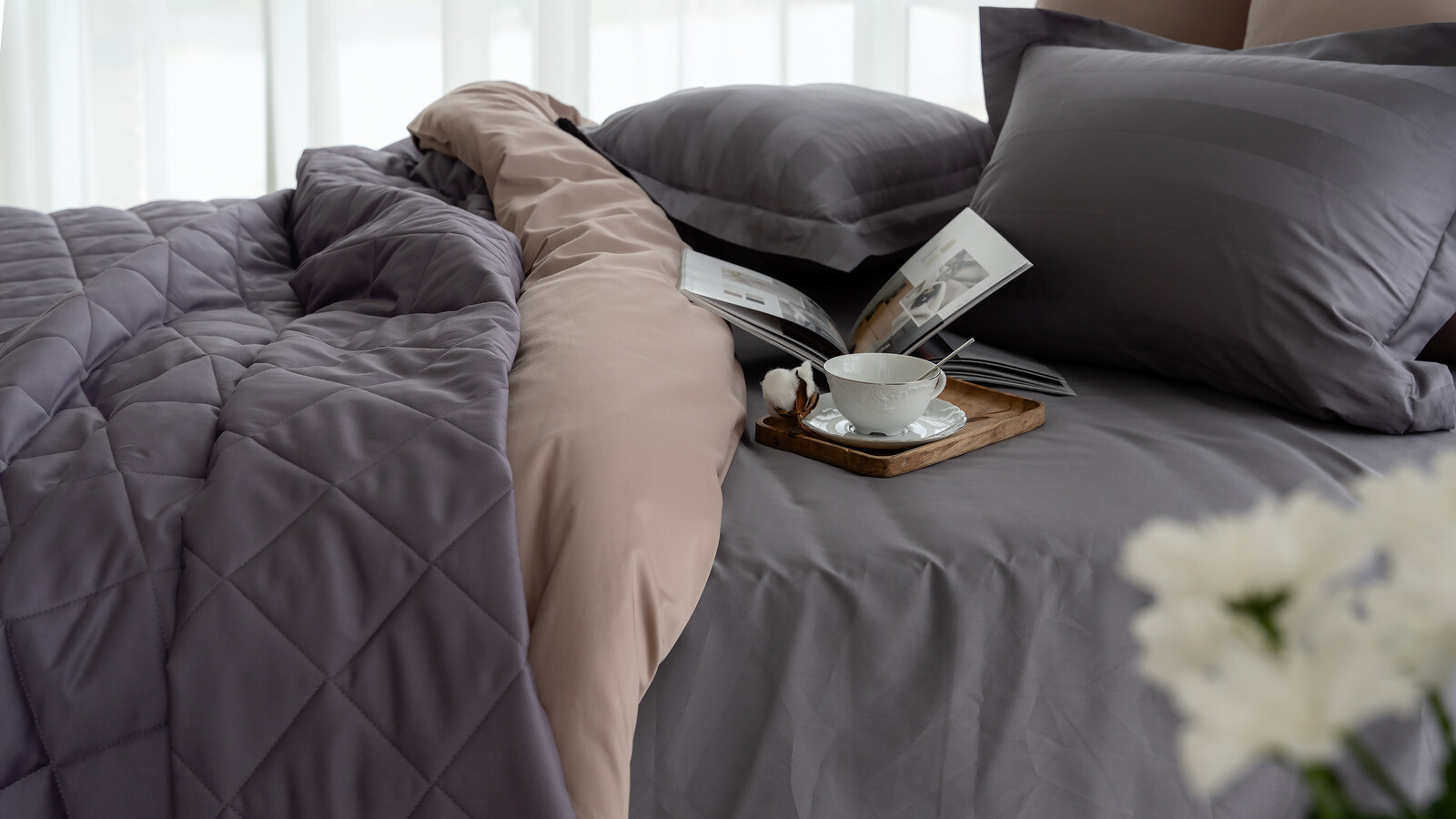 Покрывало хлопковое Askona Home, цвет лиловая дымка 220x240 в мебель-центре Озерцо