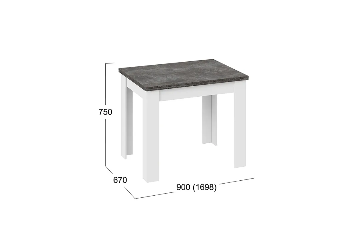 Стол раздвижной Промо тип 3 (Белый/Ателье темный) - купить в Озерце