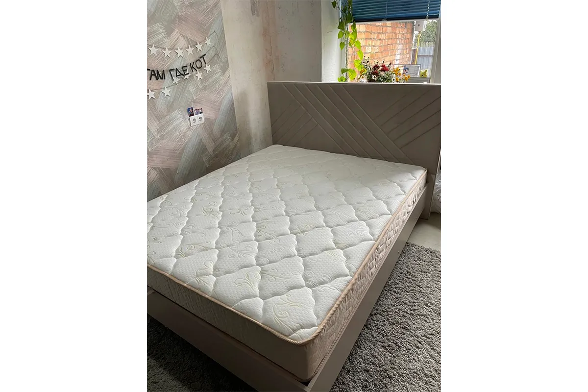 Кровать Кашемир с мягким изголовьем и ПМ 160х200 (Кашемир/Сантьяго) - купить в Озерце