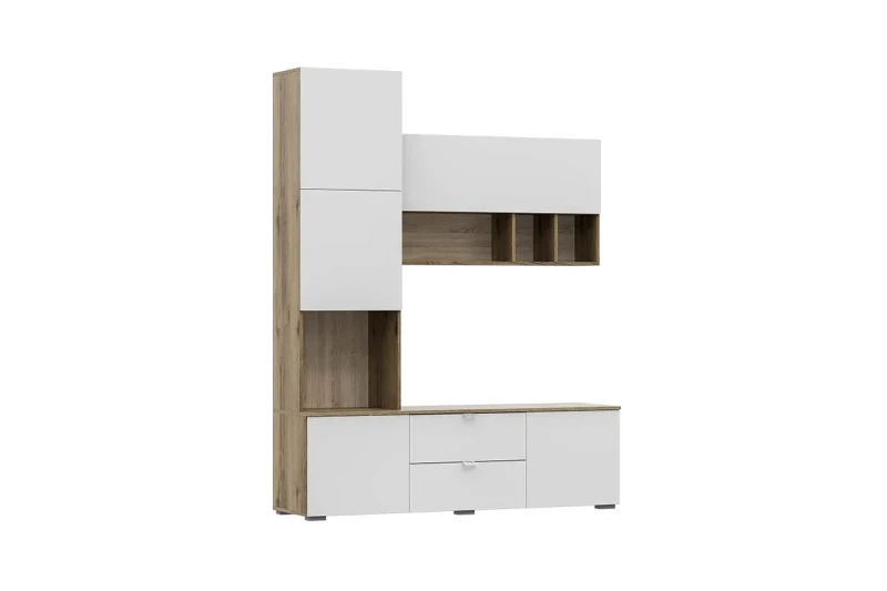 Секция ТВ Милан-1 (Делано светлый/Белый) — Мебель-центр Озерцо