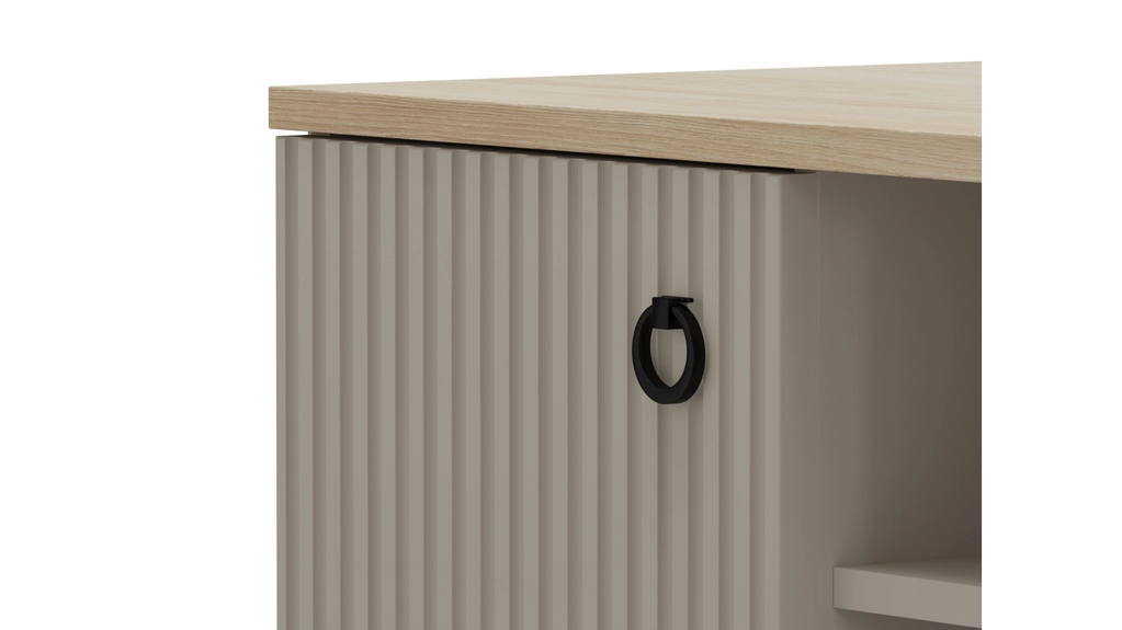 Тумба двухдверная с ящиком Zima, Дуб сильверджек ореховый+Глиняный серый 41x184 — купить в Озерце