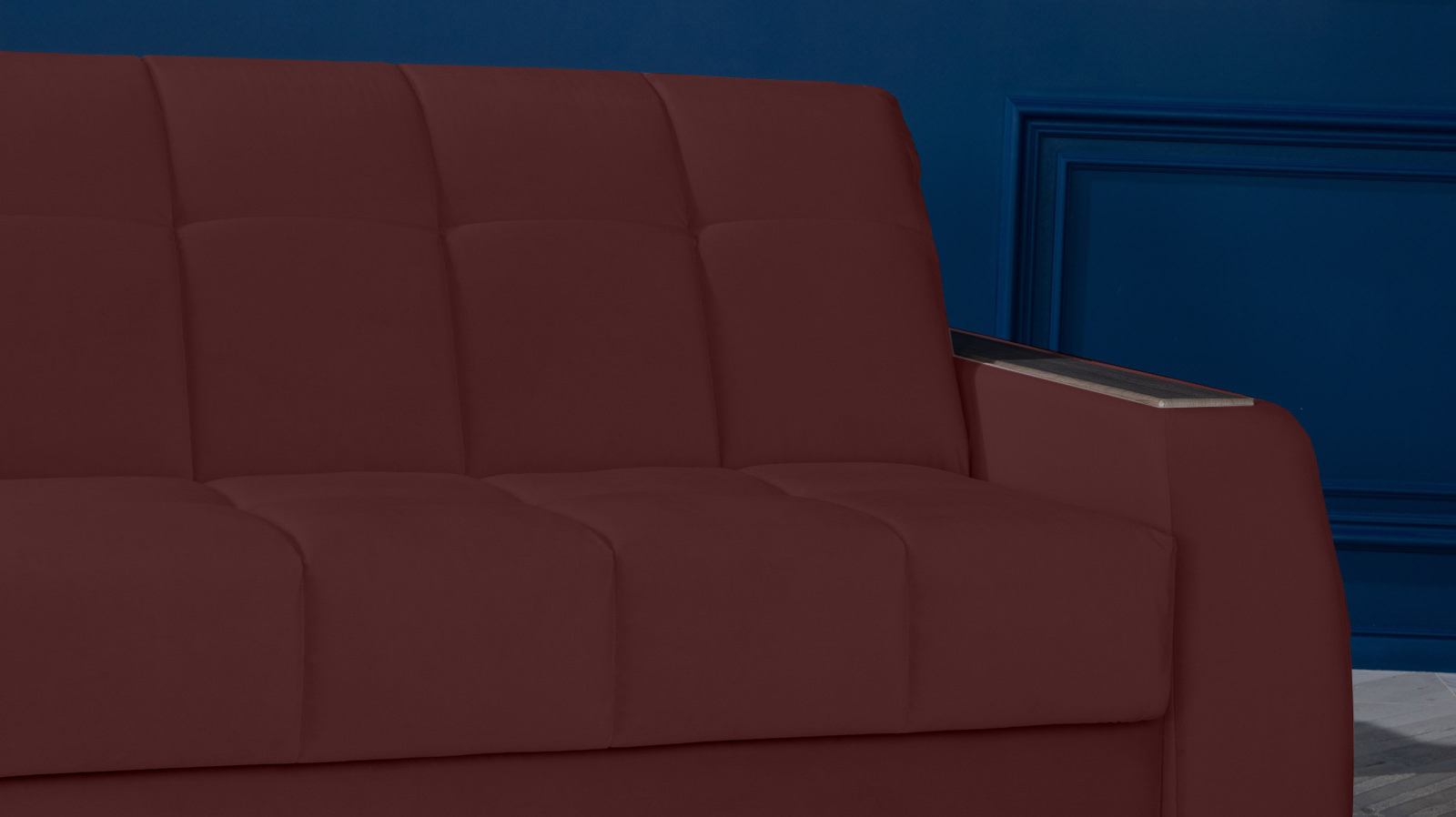 Диван - кровать Domo Pro с накладкой цвета венге, стежка квадрат, ткань Sky Velvet 32 160x216 — в мебель-центре Озерцо