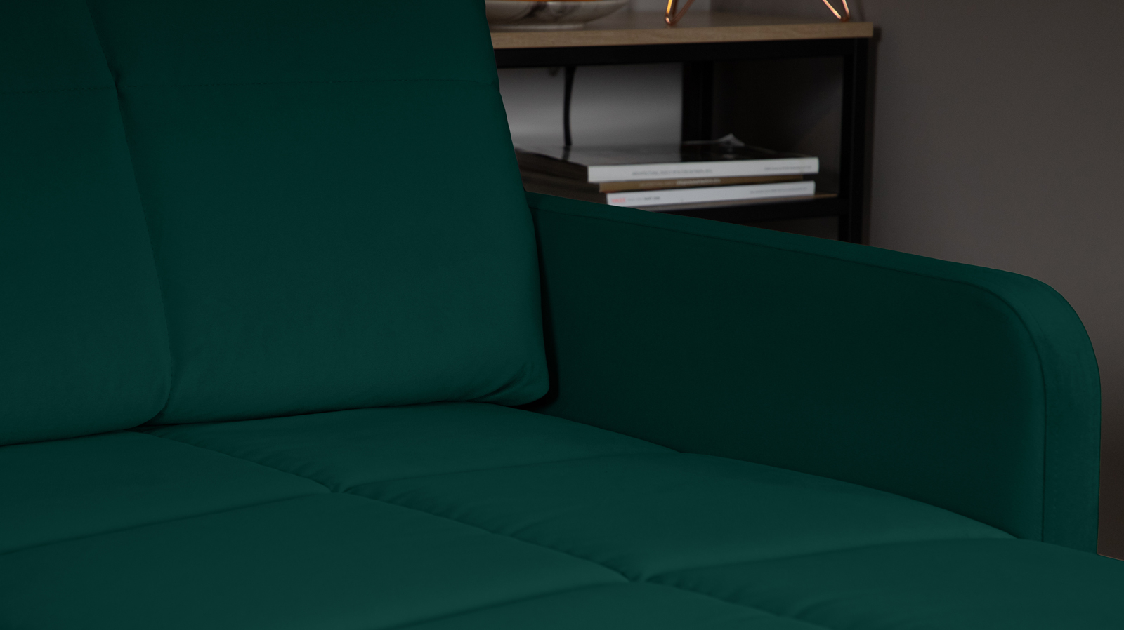 Диван угловой Domo Pro с узкими подлокотниками, стежка квадрат, ткань Sky Velvet 42 180x216 — купить в Озерце