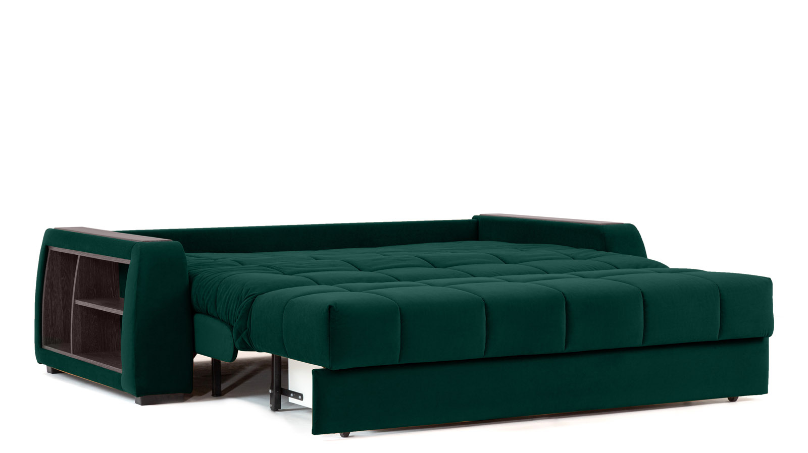 Диван - кровать Domo Pro с полками цвета венге, стежка квадрат, ткань Sky Velvet 42 180x216 — в мебель-центре Озерцо