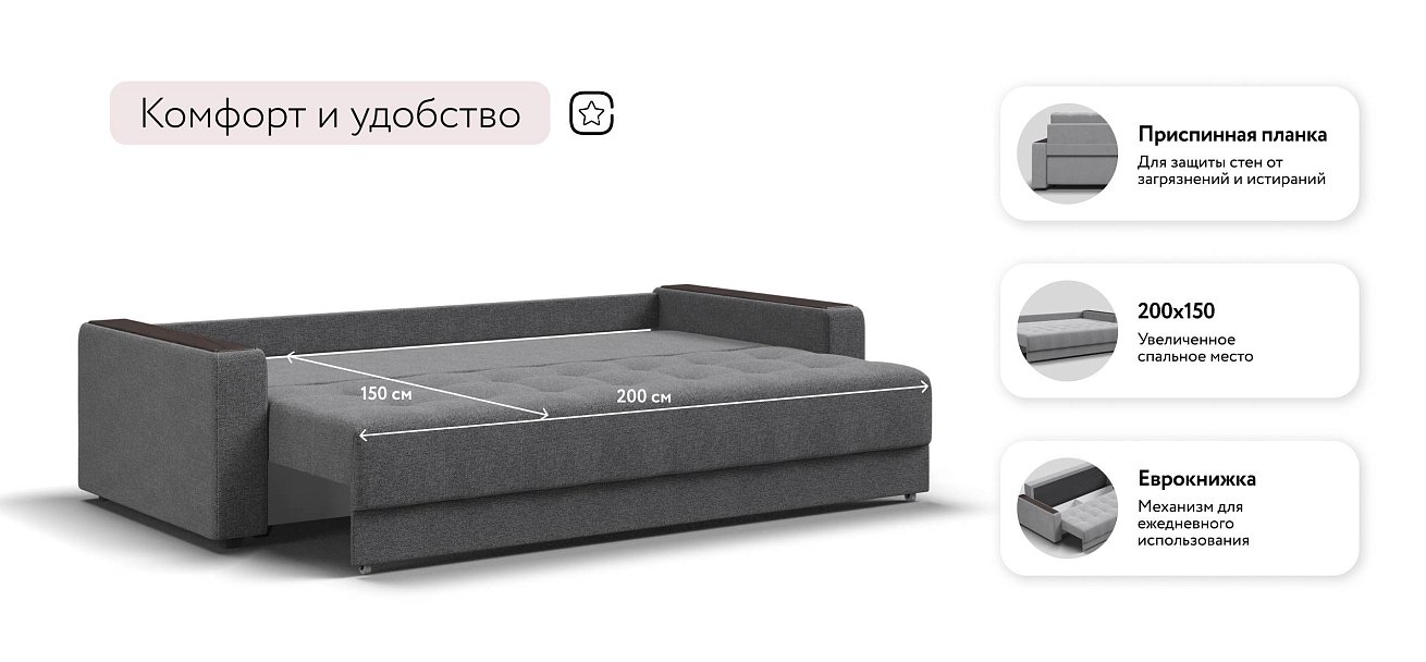 Босс Маркет диван Рогожка Мальмо серый — купить в Озерце