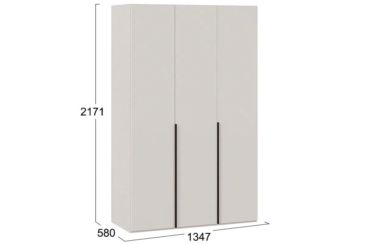 Шкаф для одежды Порто СМ-393.07.113 (580) с 3 глухими дверями (Кашемир матовый / Кашемир сатин) в мебель-центре Озерцо