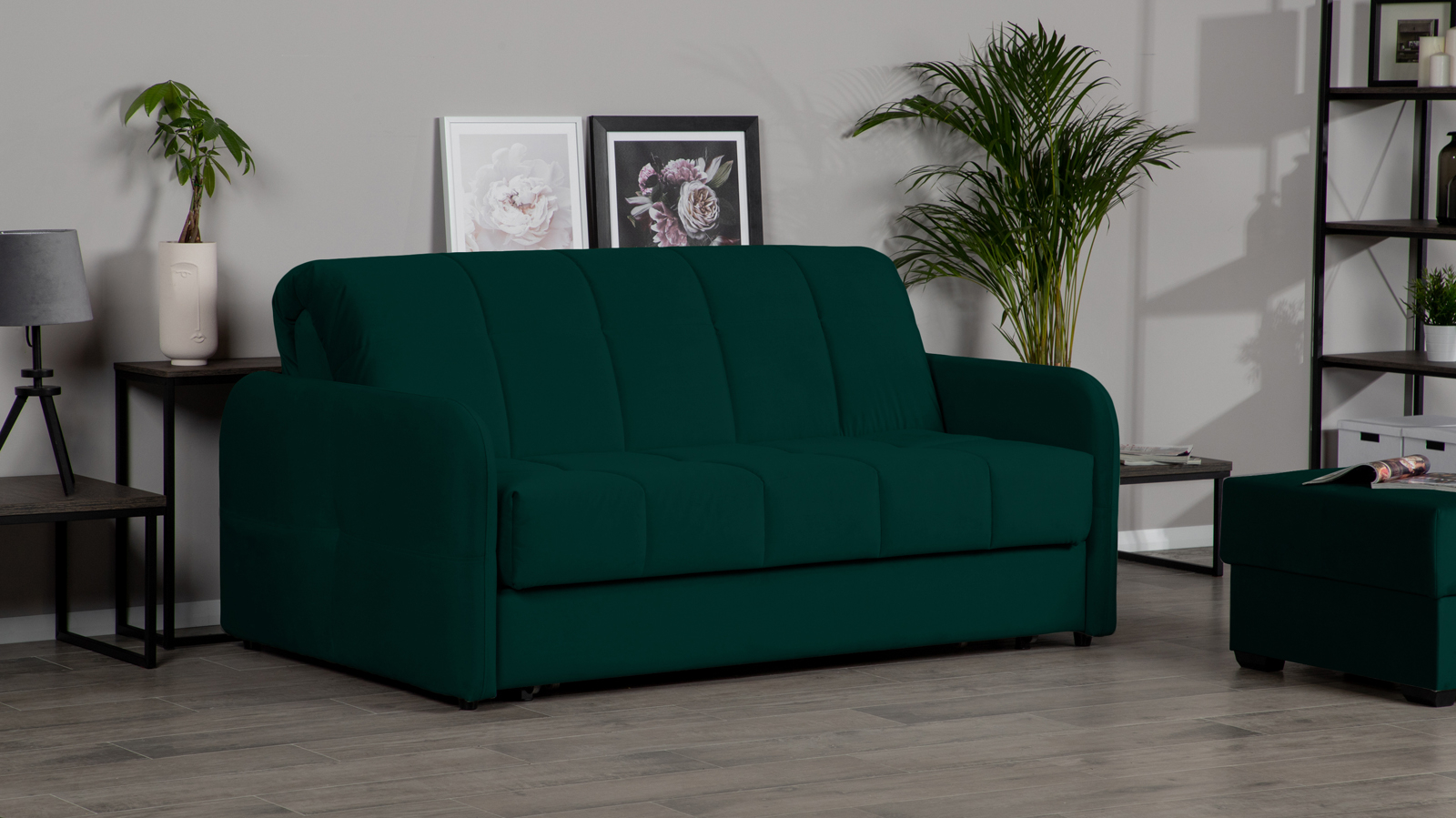 Диван - кровать Domo Pro с мягкими подлокотниками, стежка квадрат, ткань Sky Velvet 42 160x216 — в мебель-центре Озерцо