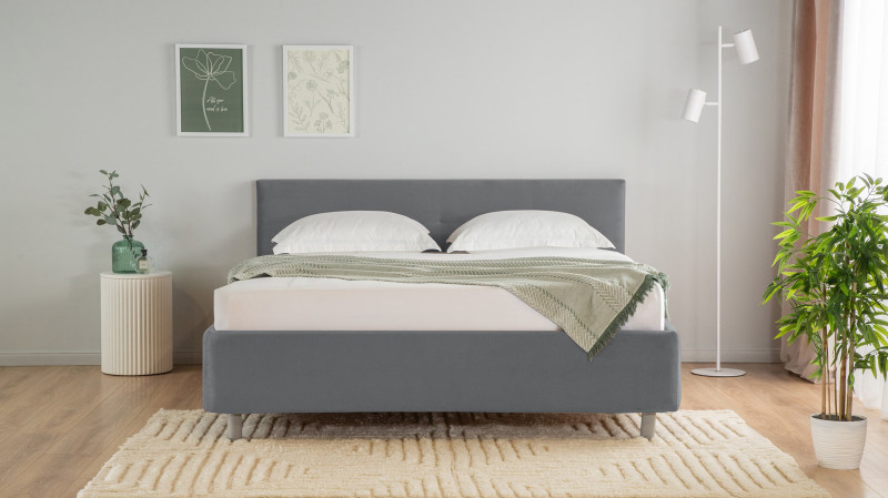 Кровать с ортопедической решеткой Vanessa Nova, ткань Sky Velvet 16, 90x200 - купить в Озерце