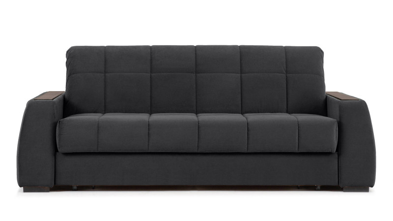 Диван - кровать Domo Pro с полками цвета венге, стежка квадрат, ткань Sky Velvet 38 180x216 — в мебель-центре Озерцо