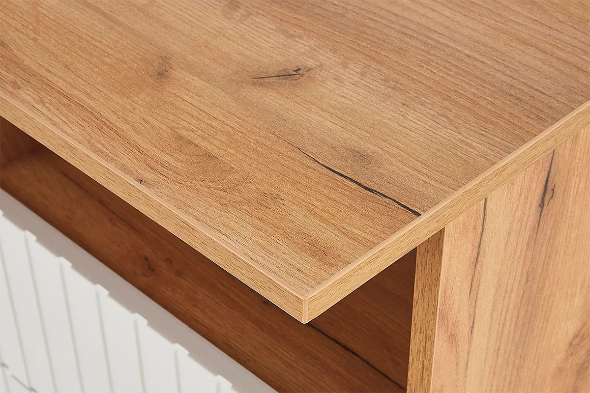 Стол письменный Хилтон Тип 1 (Дуб Крафт Золотой/Белый матовый) — Мебель-центр Озерцо