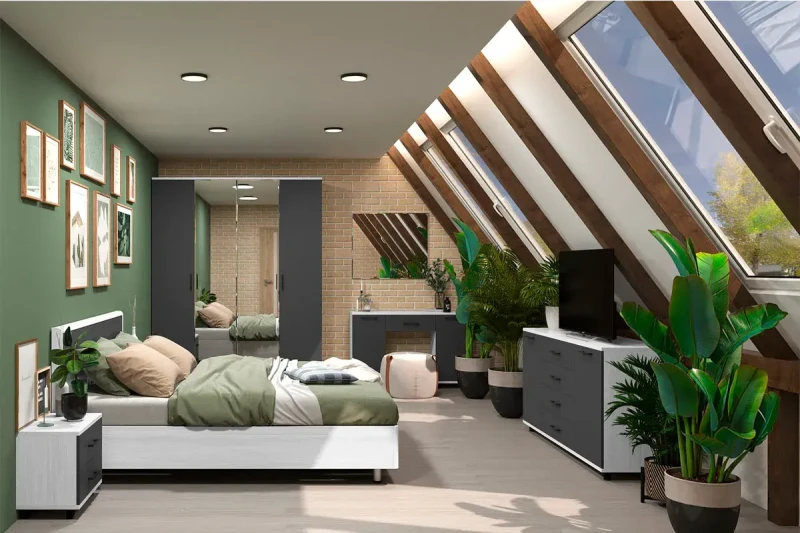 Спальня Грейс комплект 4 (Снежный Ясень,/Антрацит матовый) - купить в Озерце