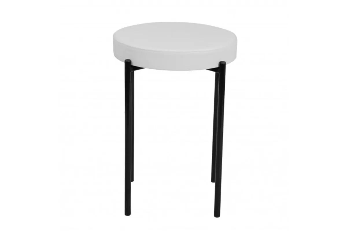 Табурет Дора каркас черный, экокожа (Экотекс 3002 белый) СРП-006 - купить в Озерце