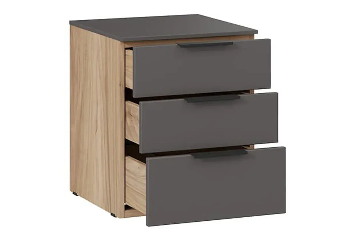 Тумба прикроватная Порто ТД-393.03.01 (Яблоня Беллуно/Графит софт) — Мебель-центр Озерцо