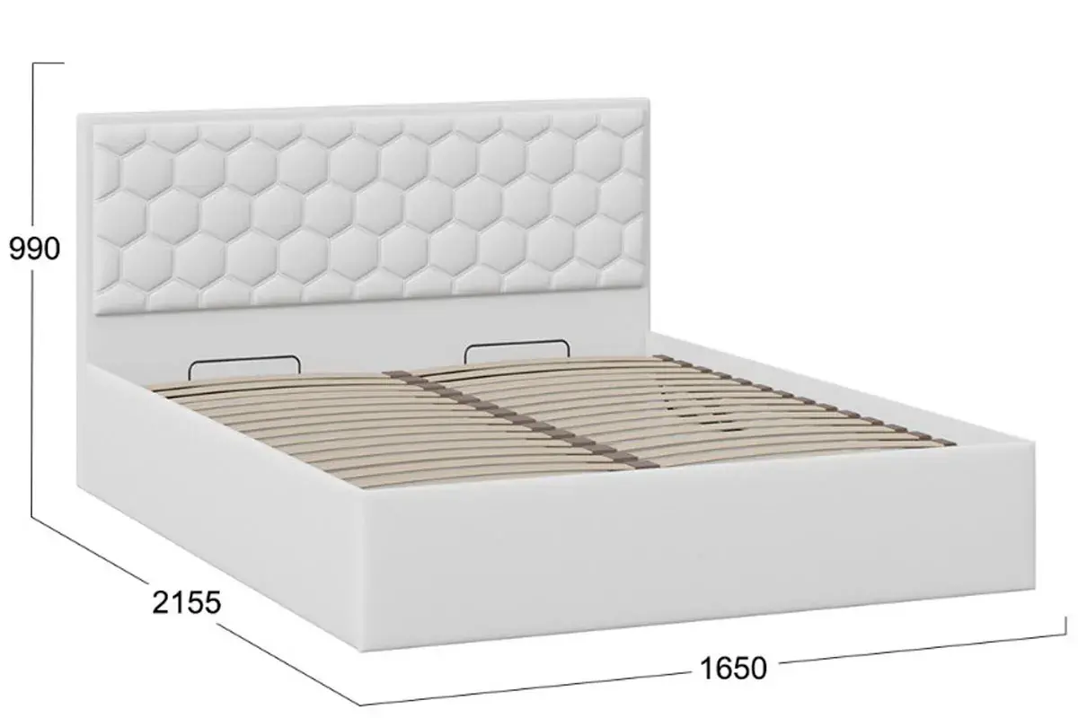 Кровать Порто с ПМ и заглушиной 160х200 (Экокожа белая/Polo) - купить в Озерце