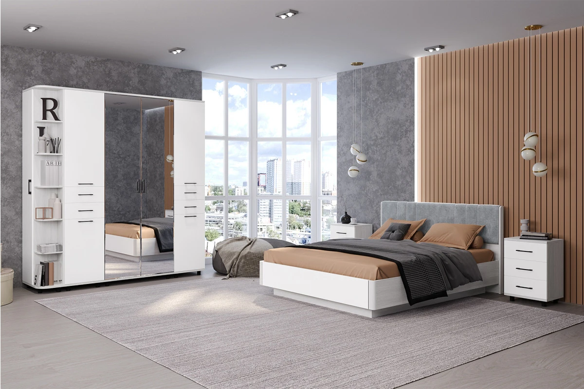 Шкаф для одежды и белья ШК-5003-СЯ-БГ (Снежный Ясень/Белый Бриллиант Глянцевый) в мебель-центре Озерцо