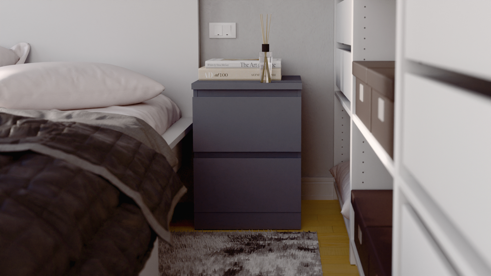 Тумба прикроватная Tokko, цвет: Серый 40x41 — купить в Озерце