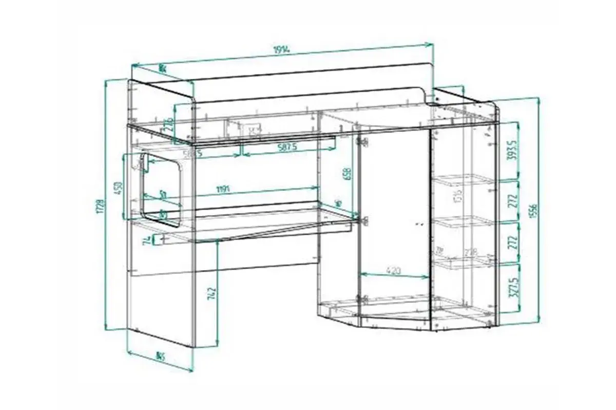 Кровать-чердак Соня-9 со шкафом и столом (Дуб сонома/Белый) - купить в Озерце