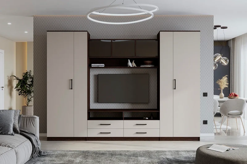 Гостиная ЦРК.ПЛР.09 Палермо-9 (Файнлайн мокка/Сатин) — Мебель-центр Озерцо