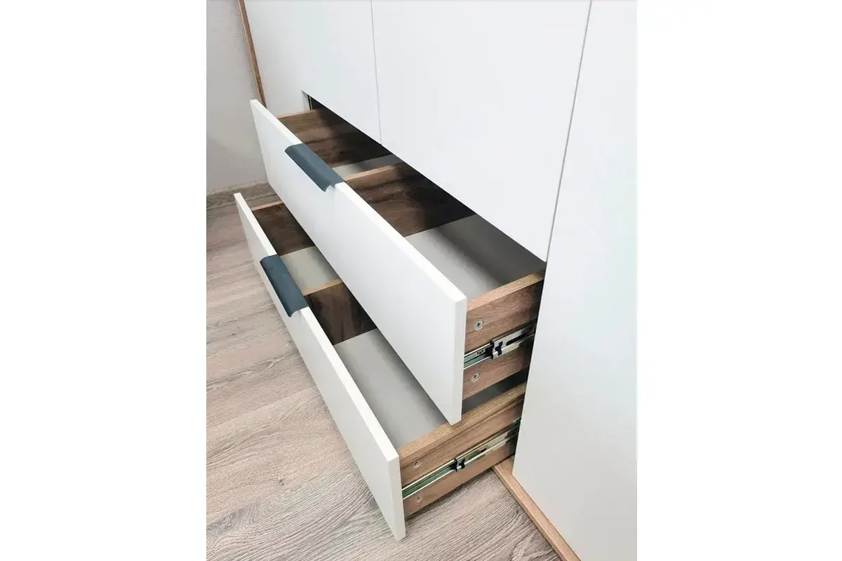 Шкаф четырехдверный Николь Мод.8 (Белый/Дуб Альпийский) в мебель-центре Озерцо