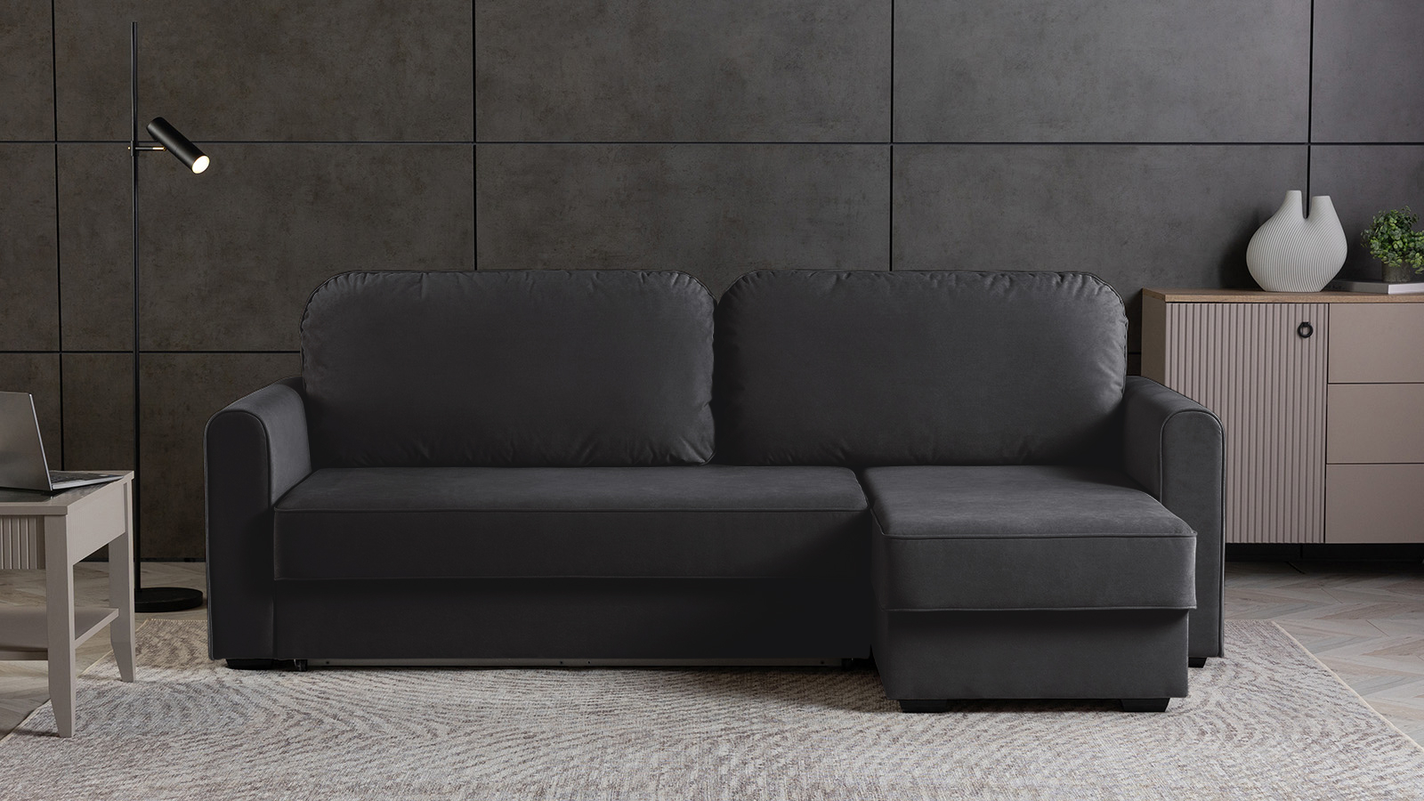 Диван -кровать угловой Magni ткань Sky Velvet 38 144x233 — купить в Озерце