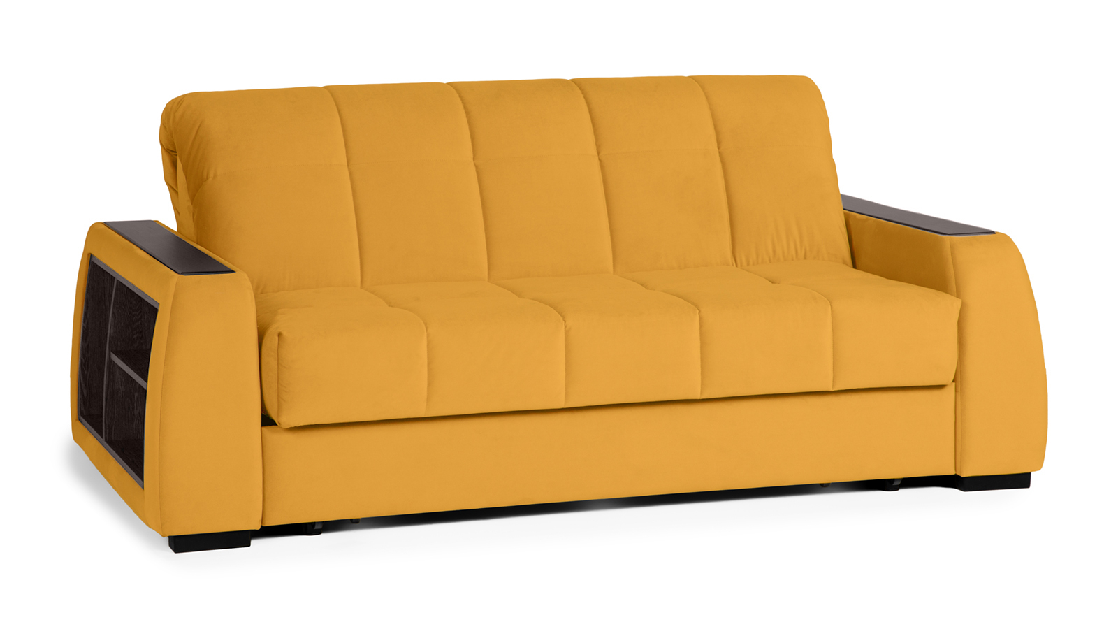 Диван - кровать Domo Pro с полками цвета венге, стежка квадрат, ткань Sky Velvet 30 180x216 — в мебель-центре Озерцо