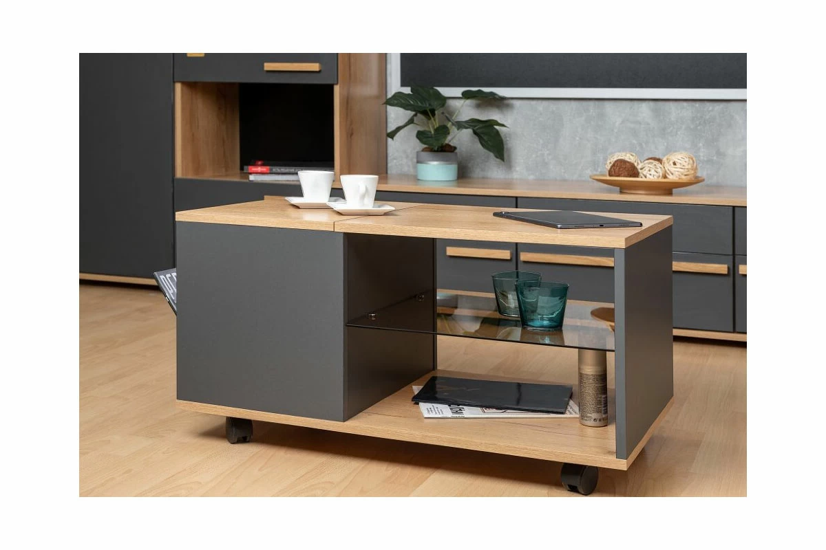 Стол журнальный Crown 16 (Дуб Золотистый/Графит) — Мебель-центр Озерцо