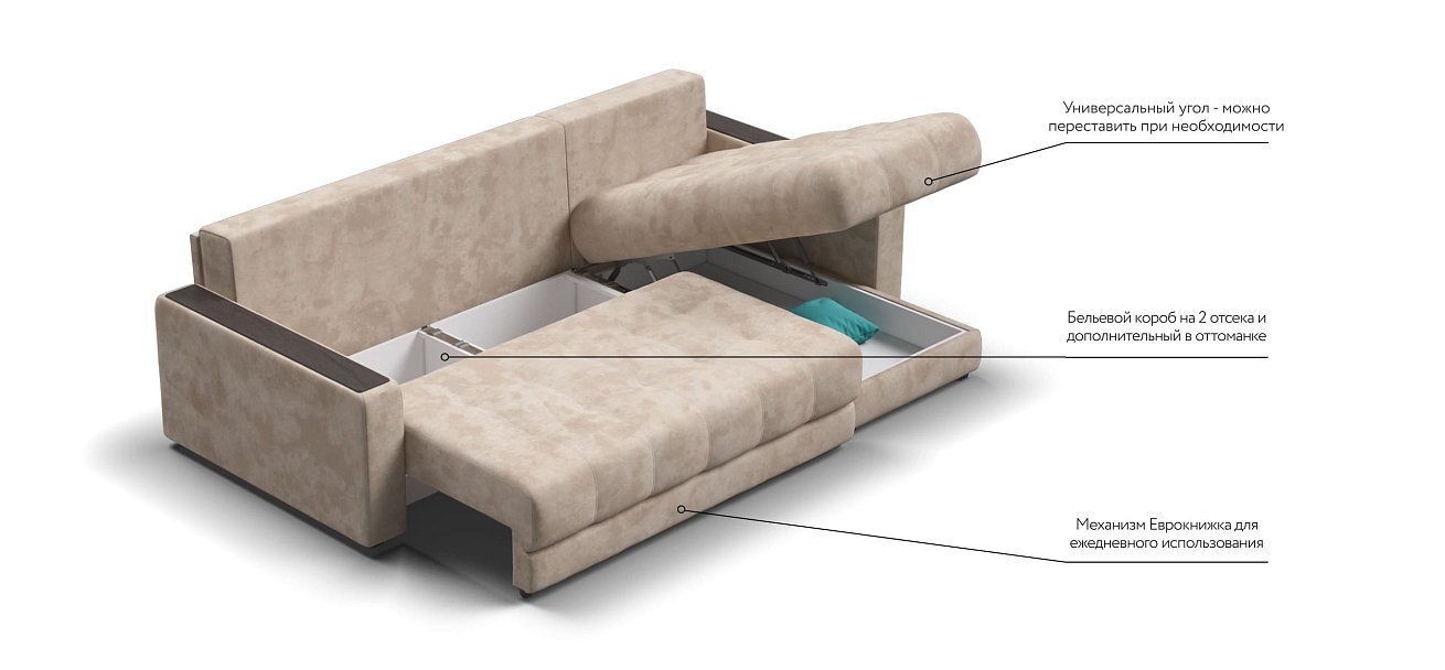 Угловой диван BOSS 3.0 Classic XL велюр Alkantara пепел — купить в Озерце