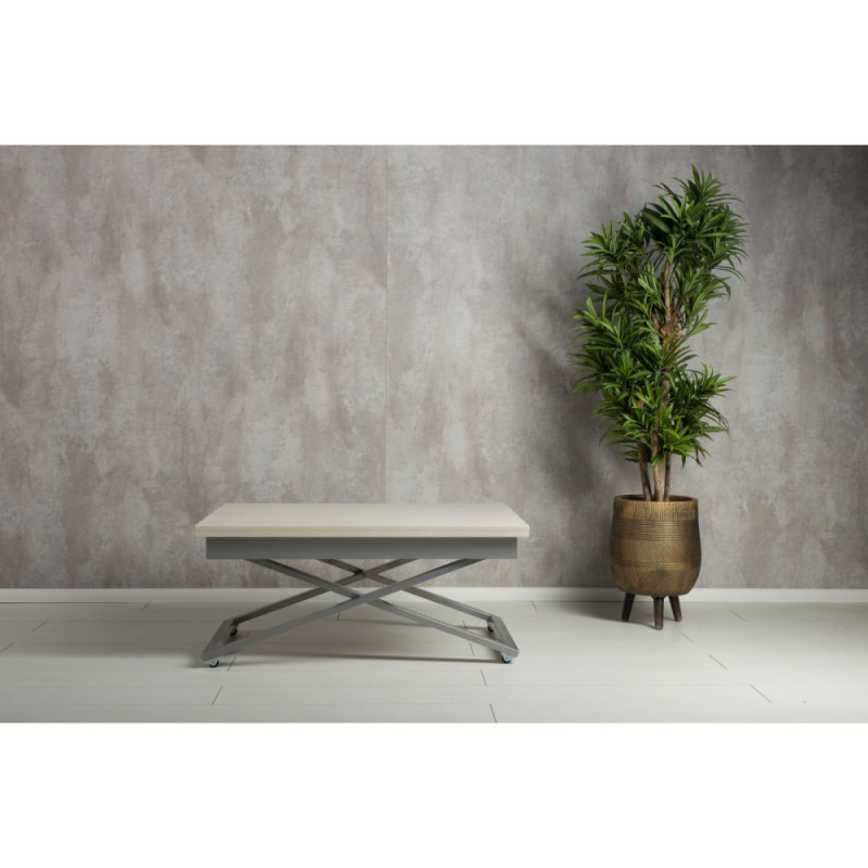 Стол-трансформер APOLLO дуб анкор светлый/серебро подстолье - купить в Озерце