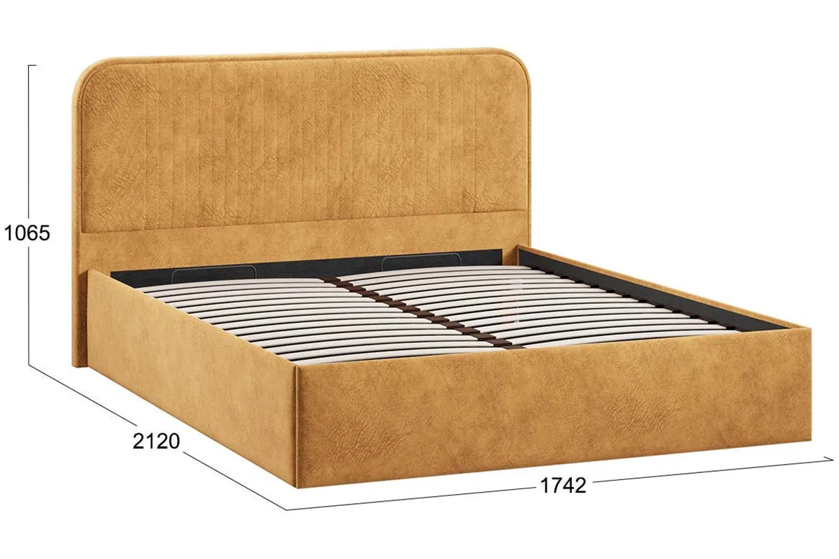 Кровать Тиффани c подъемным механизмом 160х200 Тип 1 (Микровелюр/Wellmart Yellow) - купить в Озерце
