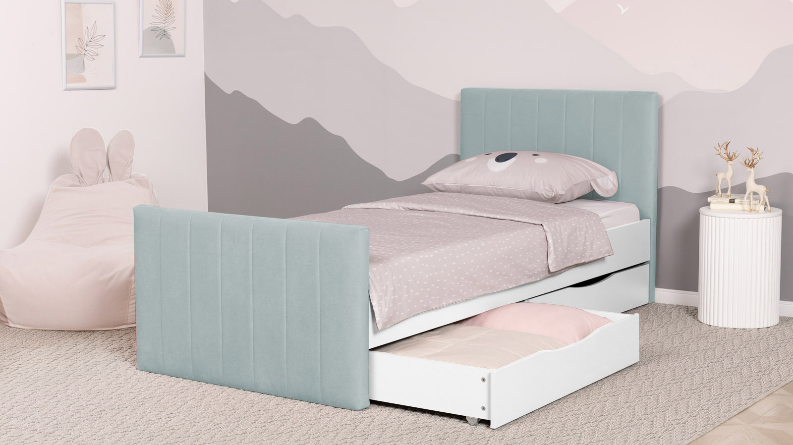 Кровать подростковая Olly, цвет: Белый базовый, Тк. Casanova Sky 80x160 — Мебель-центр Озерцо