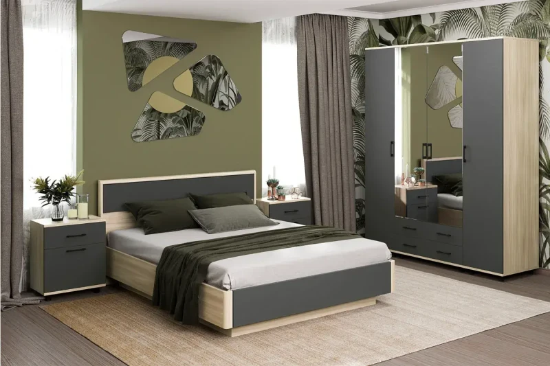 Спальня Грейс комплект 6 (Ясень Асахи/Антрацит матовый) - купить в Озерце