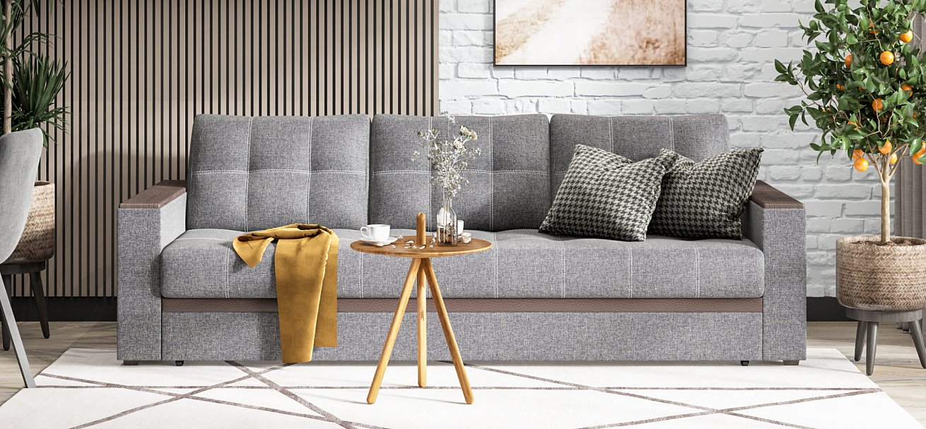 Диван Атланта Люкс SE рогожка Malmo серый — купить в Озерце
