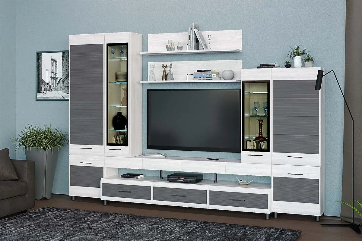 Тумба ТБ-2671 (Снежный Ясень-фасад Серый) — Мебель-центр Озерцо