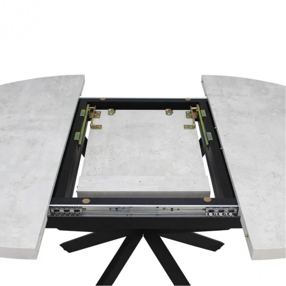 Стол ПАРМА круглый d100/135 лайт бетон/муар черный - купить в Озерце